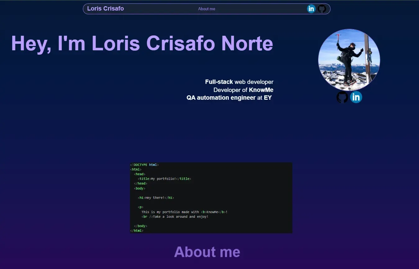 KnowMe portfolio preview